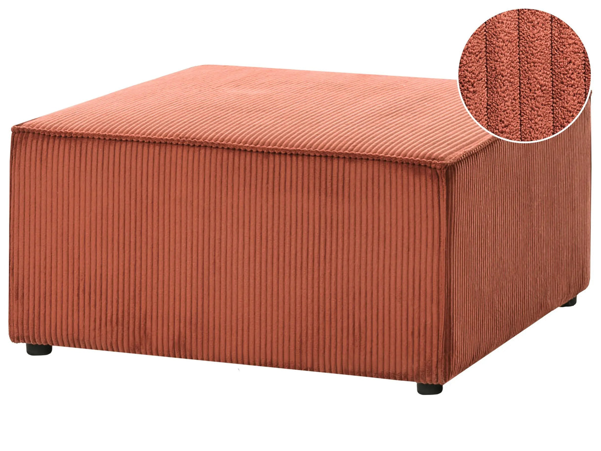 Ottoman Golden Brown Corduroy Upholstered Square Footstool Modern Design Beliani