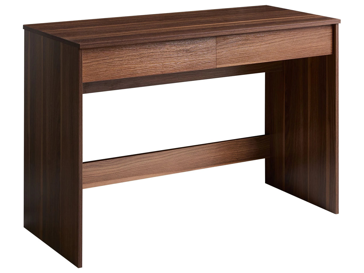 Home Office Desk Dark Brown Particle Board 110 x 50 cm with 2 Shelves Modern Style Wide Legs Beliani