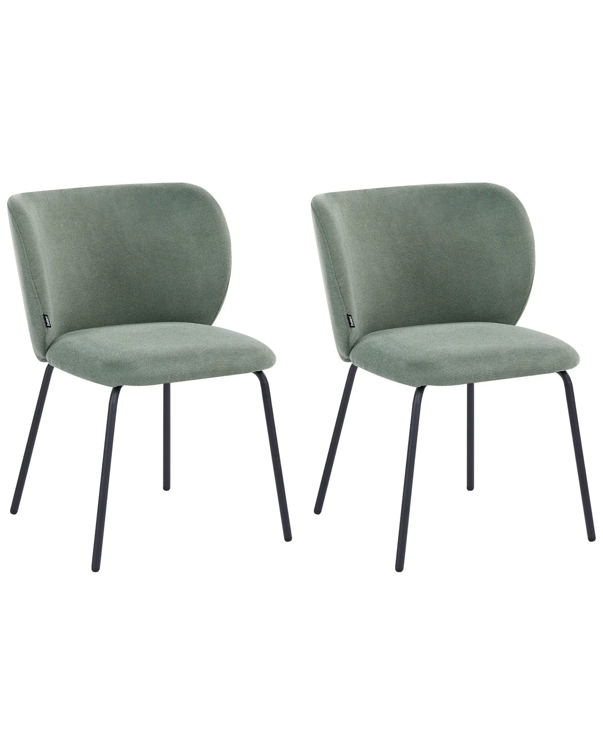 Set of 2 Dining Accent Chairs Light Green Upholstery without Armrests Metal Base Retro Design Beliani