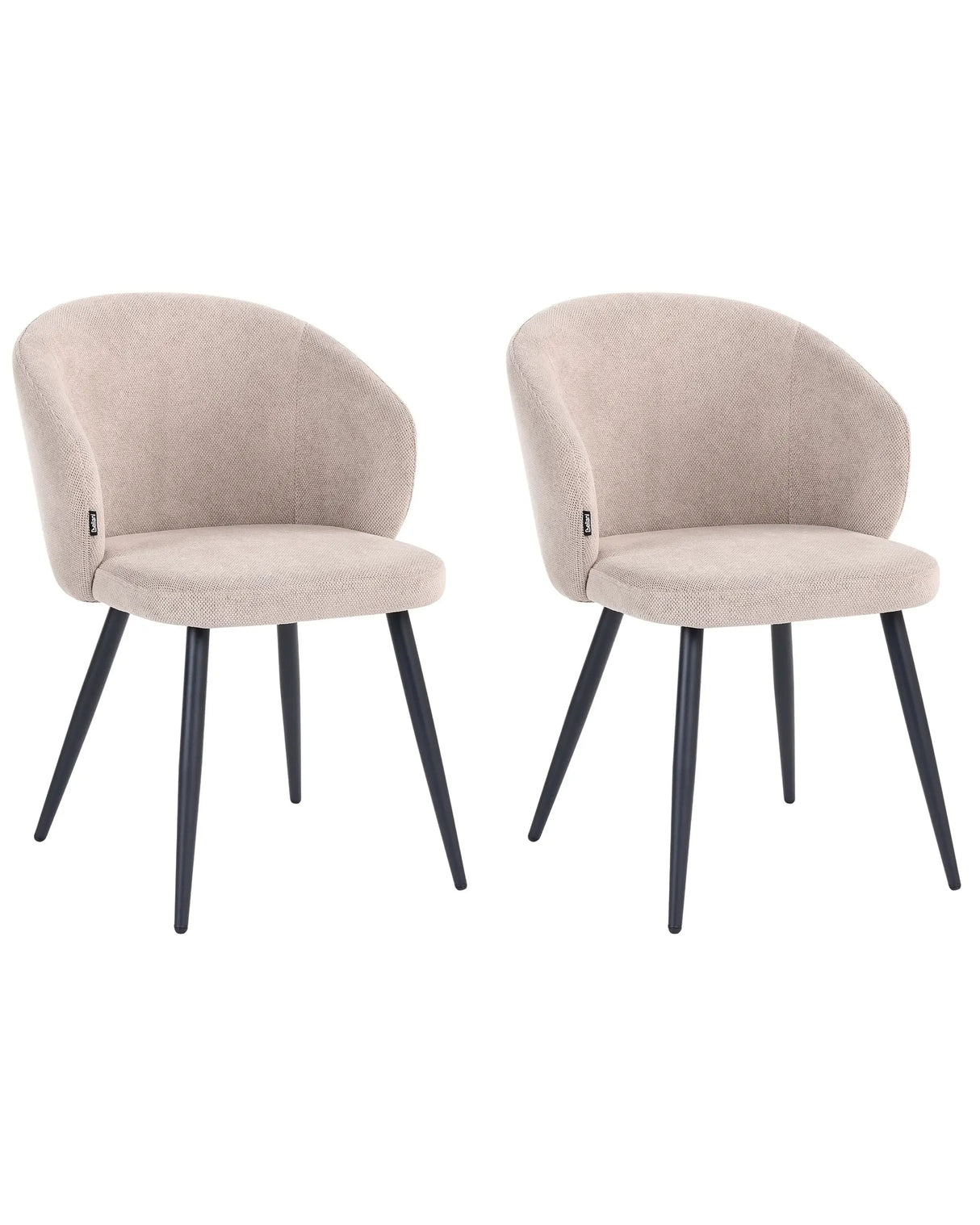Set of 2 Dining Accent Chairs Taupe Upholstery without Armrests Metal Base Retro Design Beliani