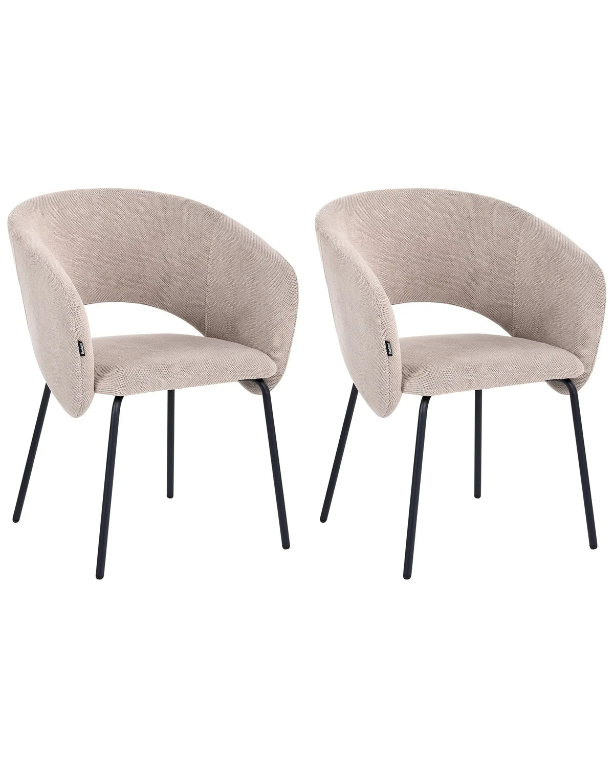 Set of 2 Dining Accent Chairs Taupe Upholstery without Armrests Metal Base Retro Design Beliani
