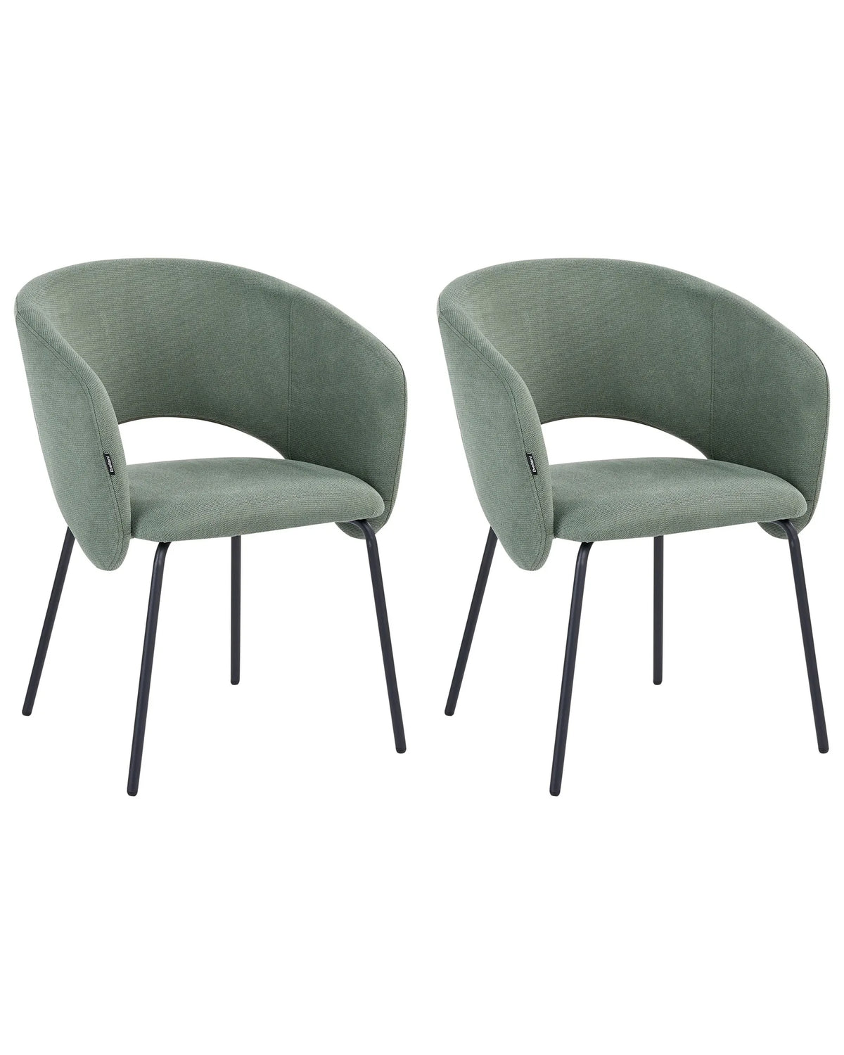 Set of 2 Dining Accent Chairs Light Green Upholstery without Armrests Metal Base Retro Design Beliani