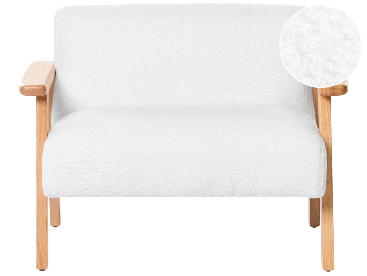 Kids Sofa White Boucle Upholstered with Armrests Modern 1-Seater Toddler Couch Beliani