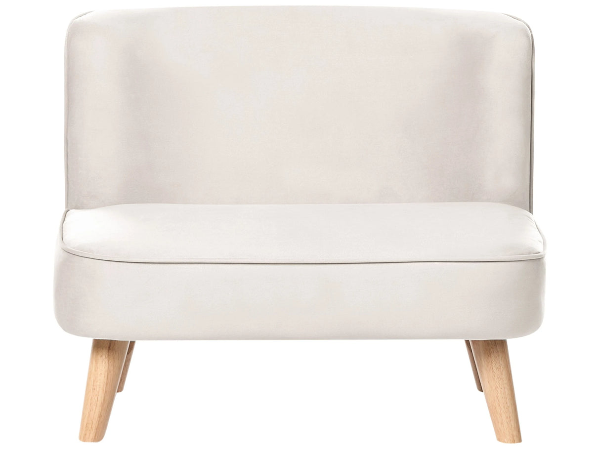 Kids Sofa Beige Velvet Upholstered Armless Modern Children Toddler Couch Beliani