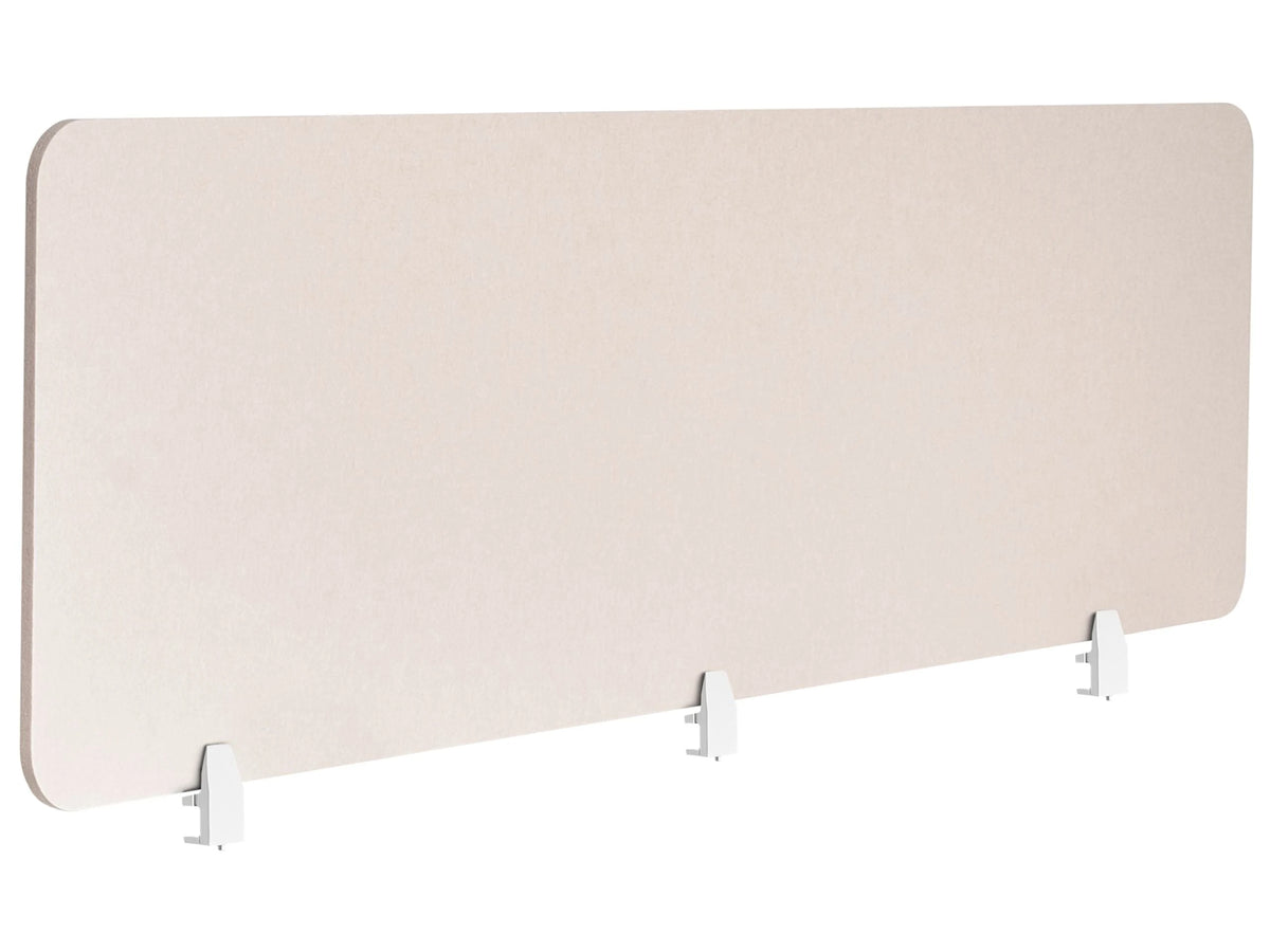 Desk Screen Beige PET Board Fabric Cover 180 x 50 cm Acoustic Screen Modular Mounting Clamps Home Office Beliani