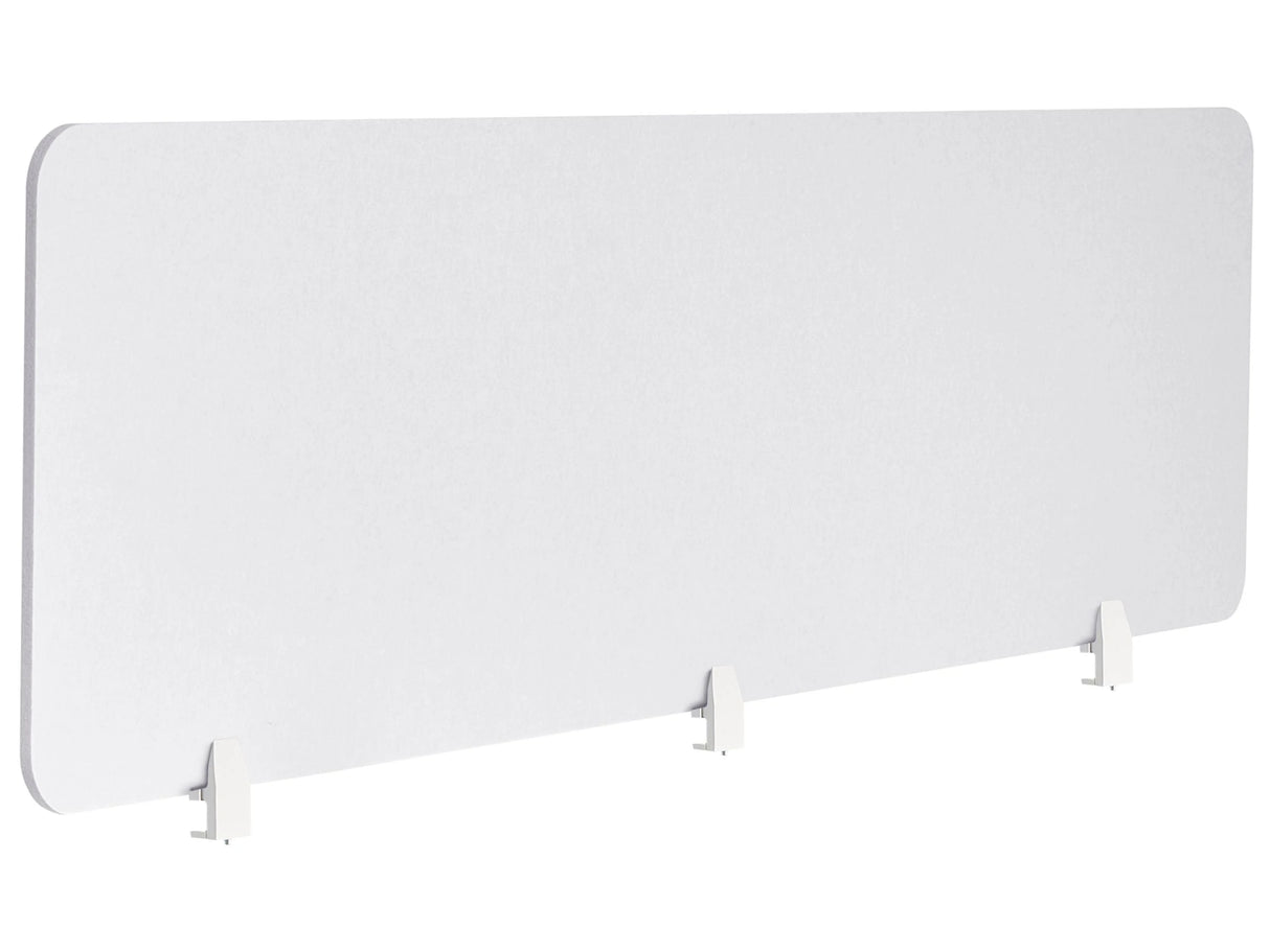 Desk Screen Off-White PET Board Fabric Cover 180 x 50 cm Acoustic Screen Modular Mounting Clamps Home Office Beliani