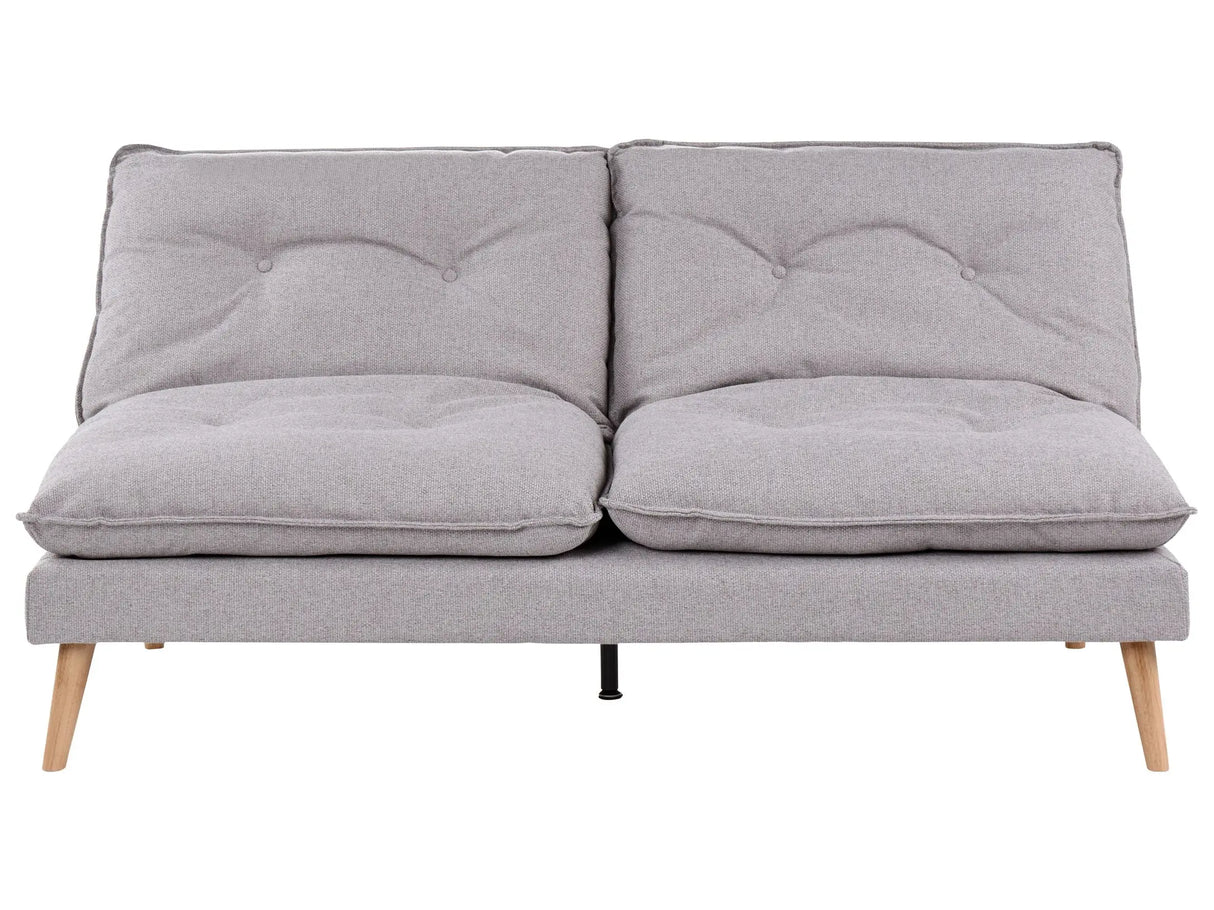 Sofa Bed Grey Fabric Upholstery Wooden Legs 3 Seater Armless Click-Clack Sleeping Mechanism Quilted Beliani