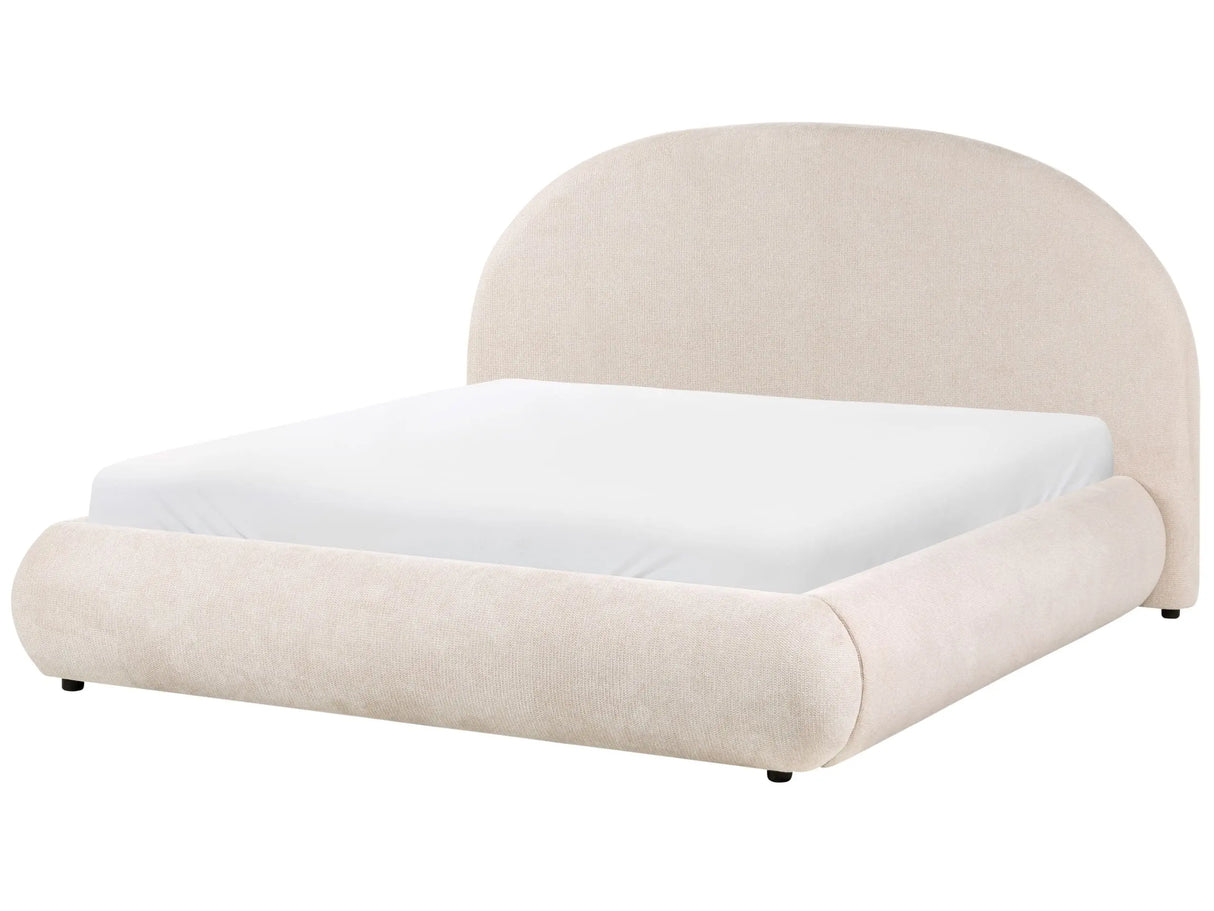 Ottoman Bed Light Beige Fabric EU King Size 5ft3 Tufted with Lift-Up Sprung Frame Storage Beliani