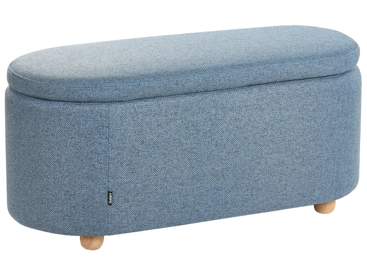Storage Bench Blue Fabric Water-repellent Finish Upholstered Ottoman with Storage Hallway Seat Beliani
