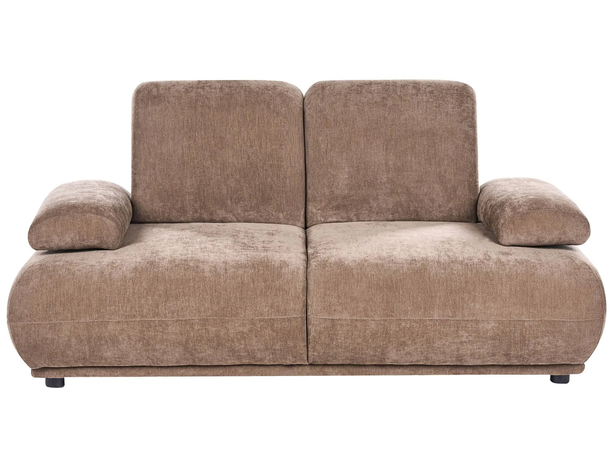 2 Seater Sofa Brown Fabric Upholstery Adjustable Backrest & Armrest Wooden Legs Living Room Modern Beliani