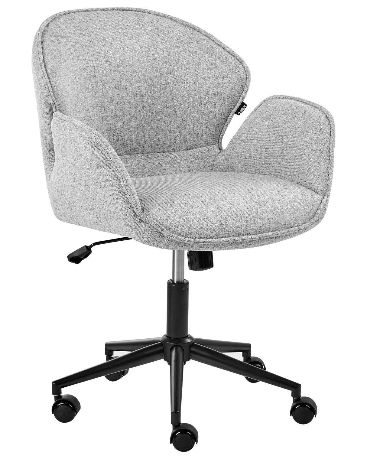 Office Chair Grey Polyester Fabric Black Metal Frame Upholstered Swivel Function Adjustable Office Furniture Beliani