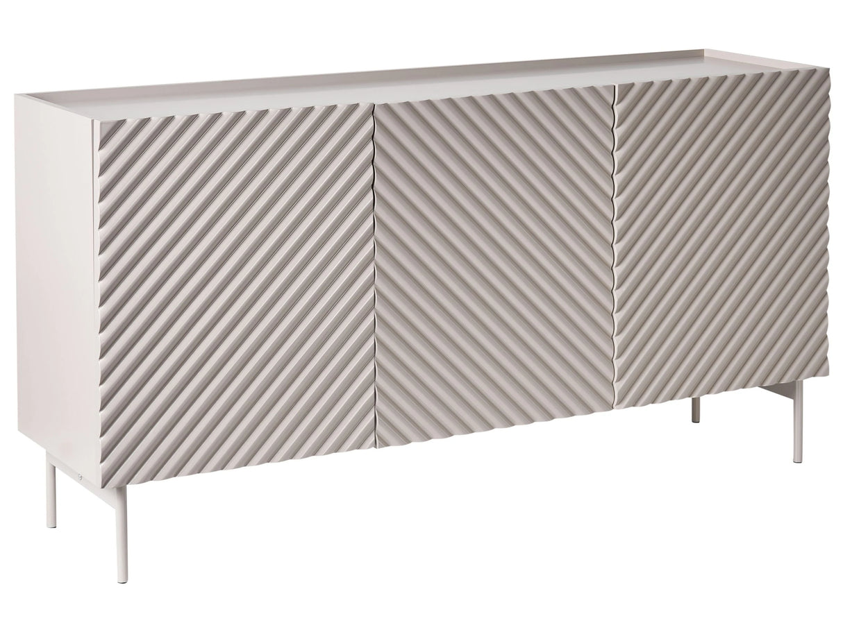 3 Door Sideboard Light Beige MDF Cabinet Metal Legs Modern Design Bedroom Living Room Beliani