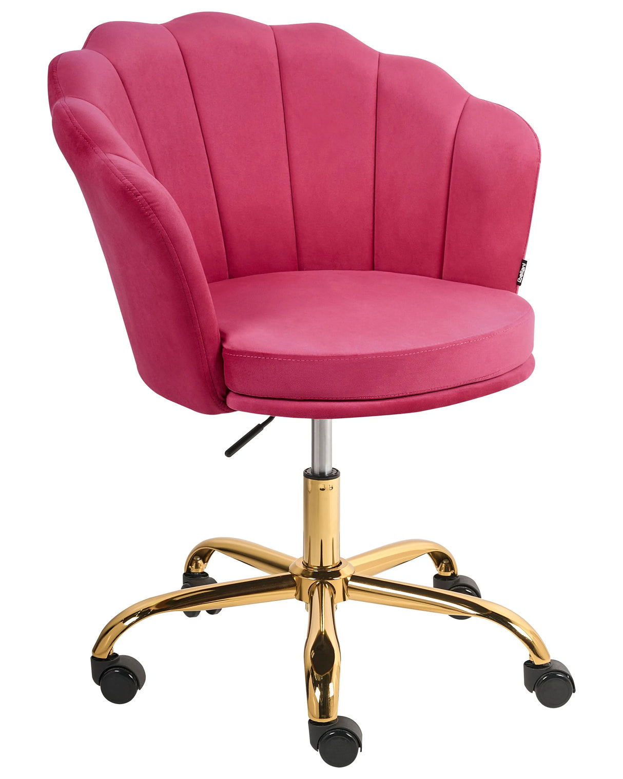Office Swivel Chair Fuchsia Pink Velvet with Stairbase Adjustable Height Beliani