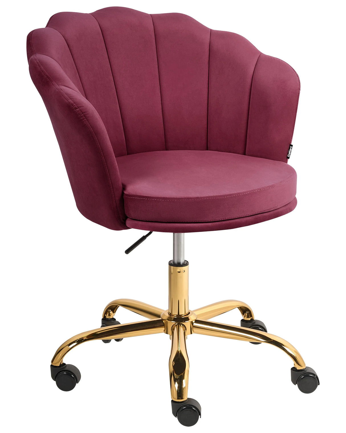 Office Swivel Chair Burgundy Velvet with Stairbase Adjustable Height Beliani