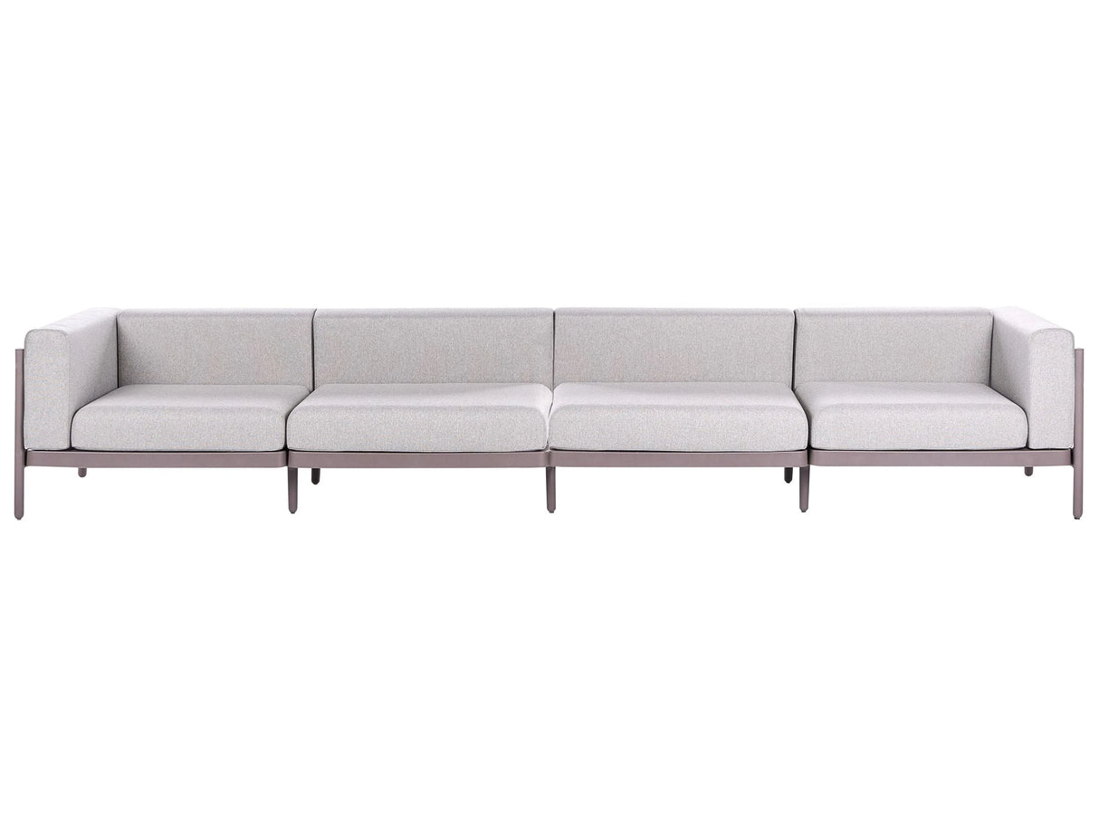 4 Seater Garden Sofa Taupe Synthetic Frame Outdoor with Cushions Modern Style Beliani