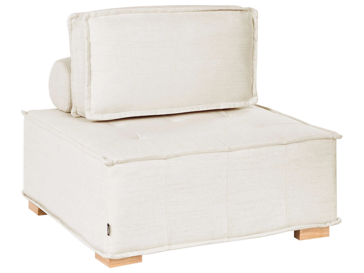 1-Seat Section Off-White Fabric Upholstery Solid Wood Legs Quilted Seat Living Room Modern Style Beliani