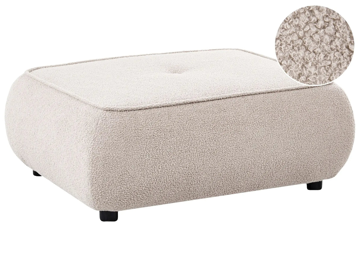 Ottoman Beige Boucle Square Footstool Quality Upholstery Padded Decorative Mid-Century Modern Style Living Room Beliani