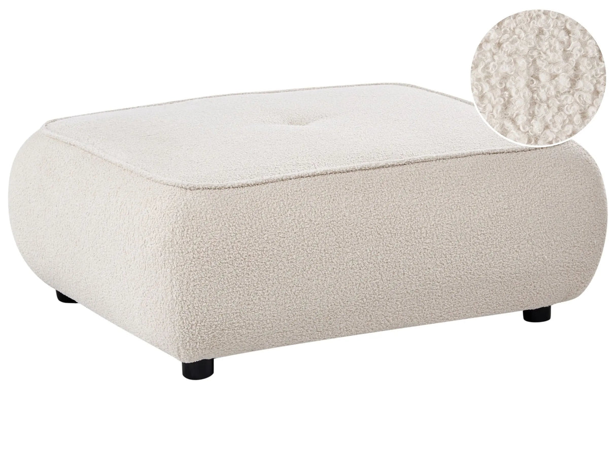 Ottoman Off-White Boucle Square Footstool Quality Upholstery Padded Decorative Mid-Century Modern Style Living Room Beliani