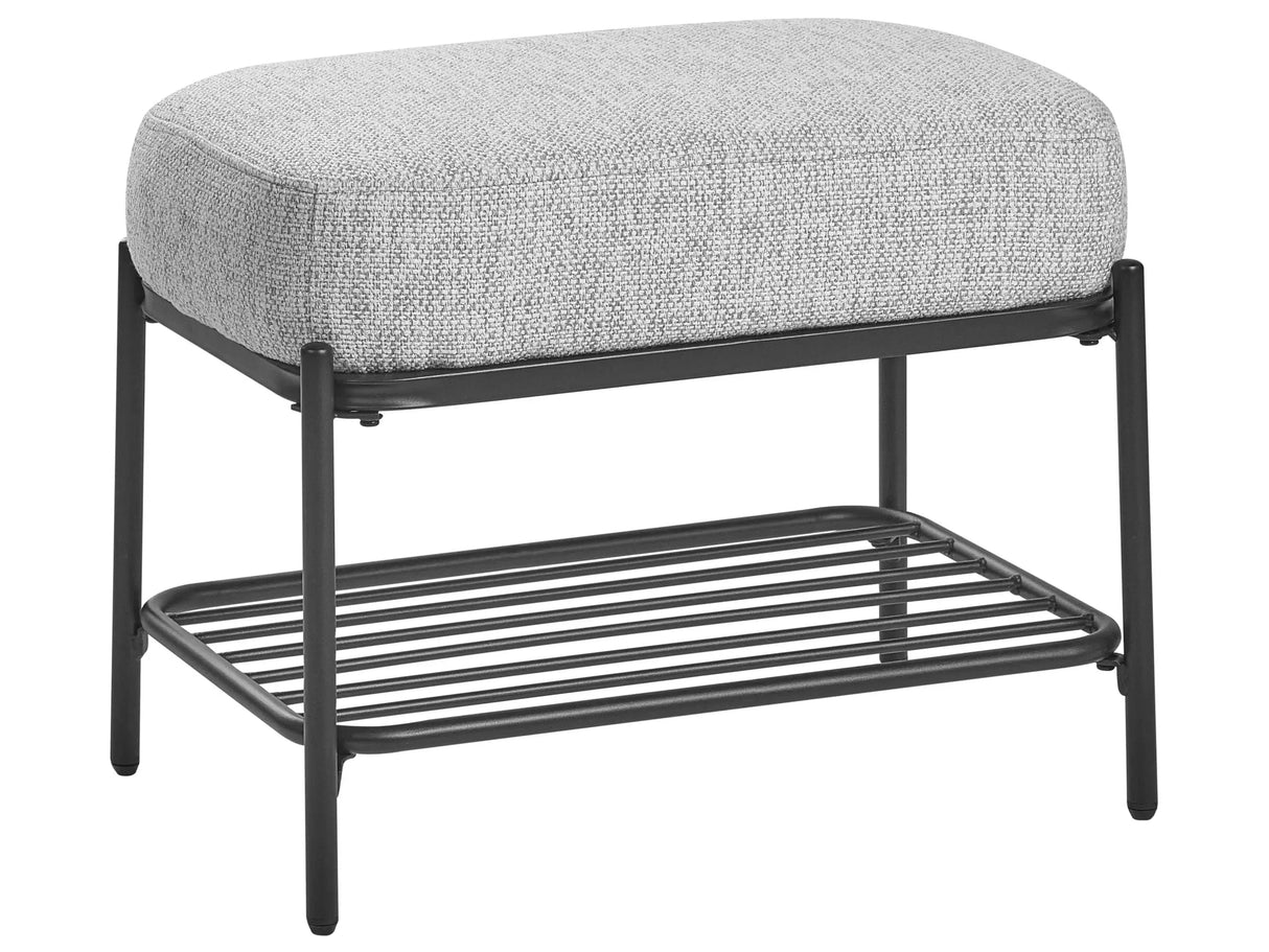 Shoe Bench Grey Fabric Upholstered Hallway Bench with Shelf Padded Seat Beliani