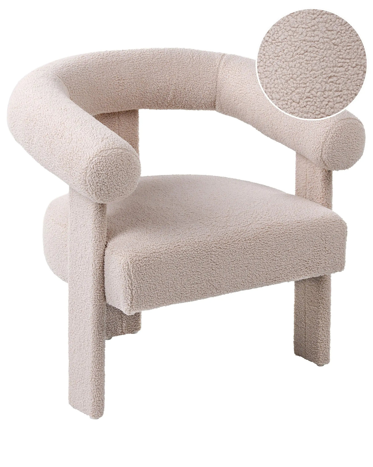Armchair Light Beige Boucle Upholstery Retro Design Upholstered Legs Living Room Beliani