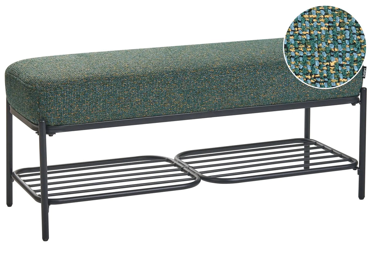 Shoe Bench Multicolour Fabric Upholstered 100 x 36 cm Hallway Bench with Shelf Padded Seat Beliani