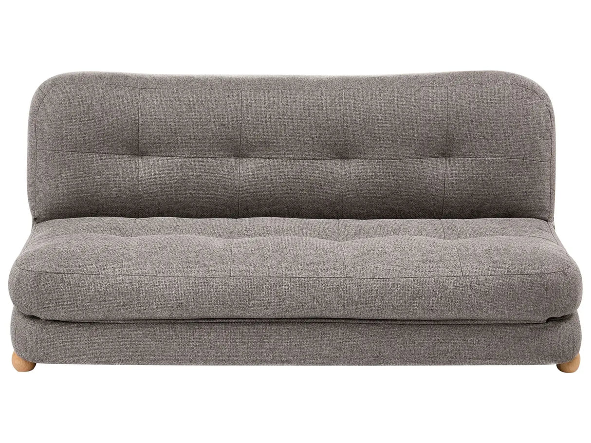 Sofa Bed Dark Grey Faux Linen Upholstery Wooden Legs 2 Seater Sleeping Function Quilted Living Room Bedroom Guest Room Beliani
