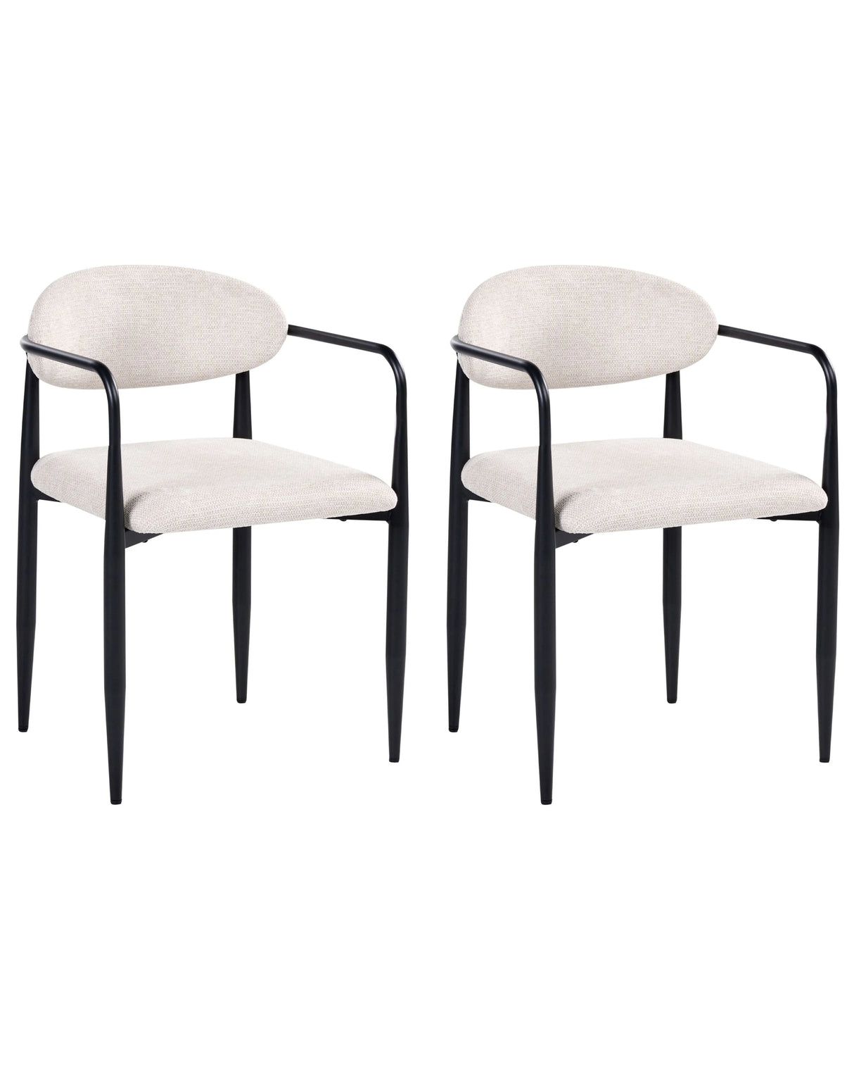 Set of 2 Dining Chairs Light Beige Polyester Upholstery Metal Frame Mid-Century Modern Style Beliani