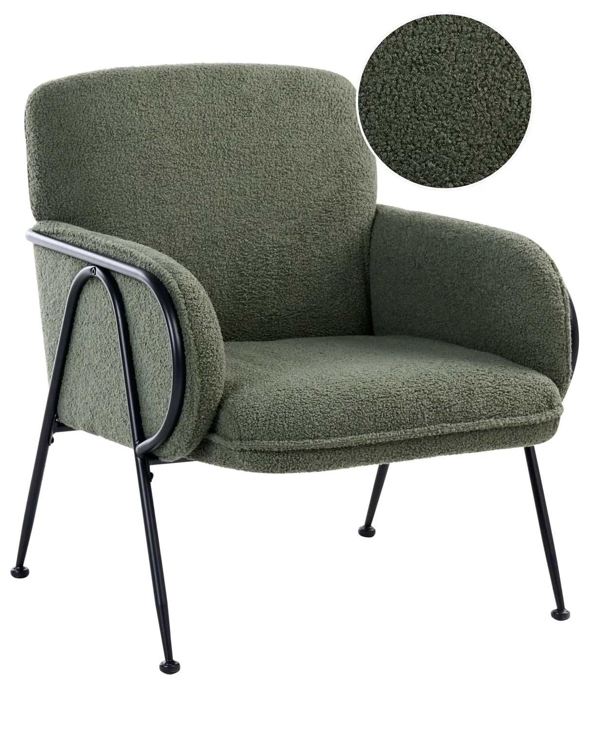 Armchair Green Boucle Upholstery Metal Frame Century Modern Beliani