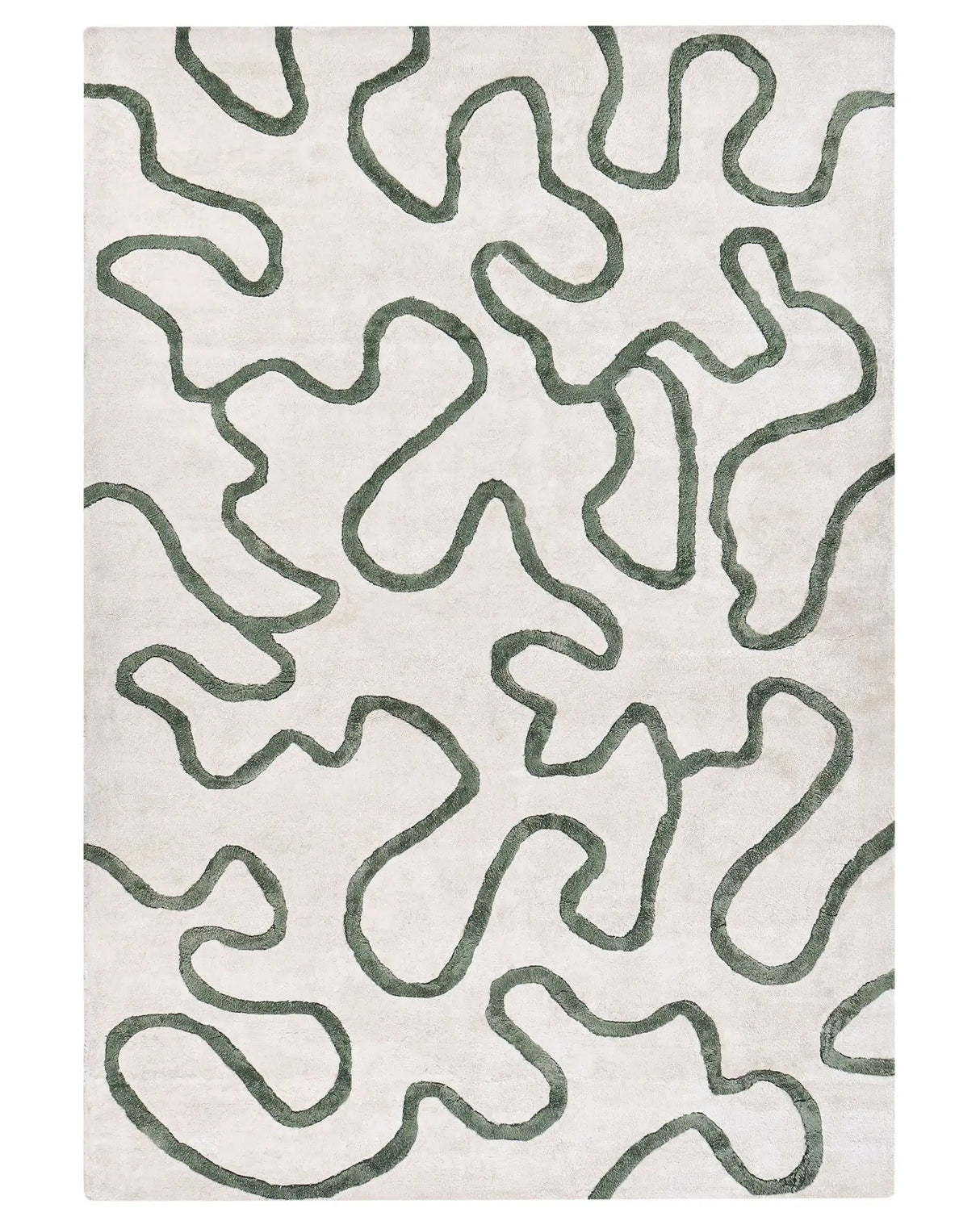 Area Rug Light Beige with Green Viscose Abstract Pattern 160 x 230 cm Modern Glam Style Beliani