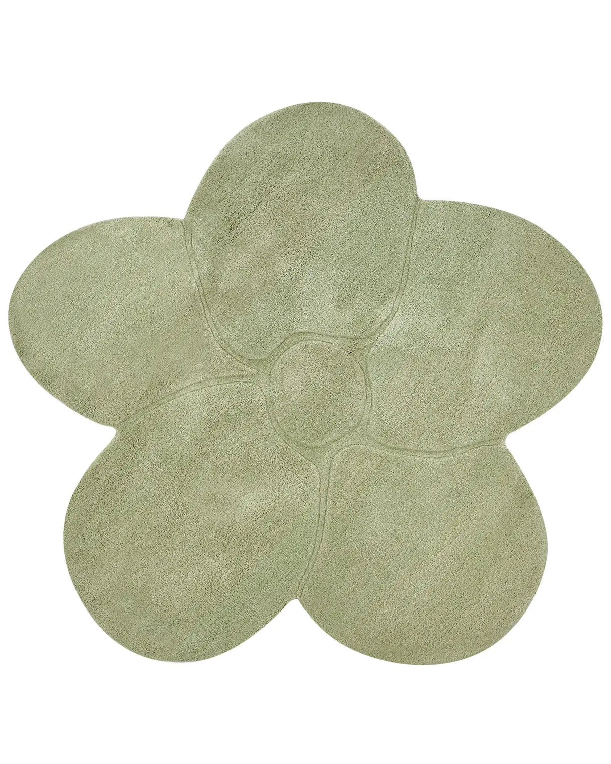 Area Rug Light Green Wool 140 x 140 cm Irregular Flower Shape Accent Rug Beliani