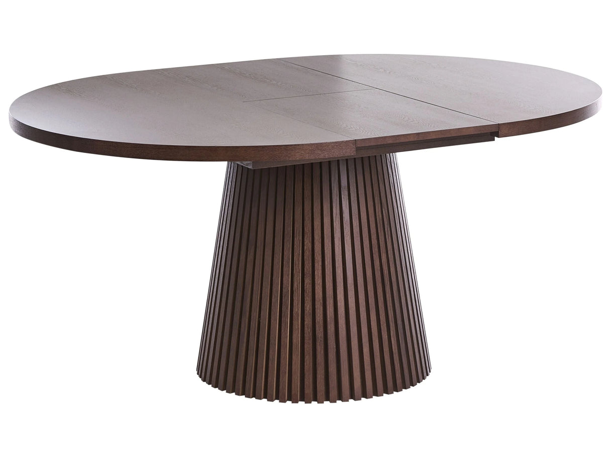 Dining Table Dark Ash Wood MDF Top Legs Extendable Modern Industrial Style Beliani