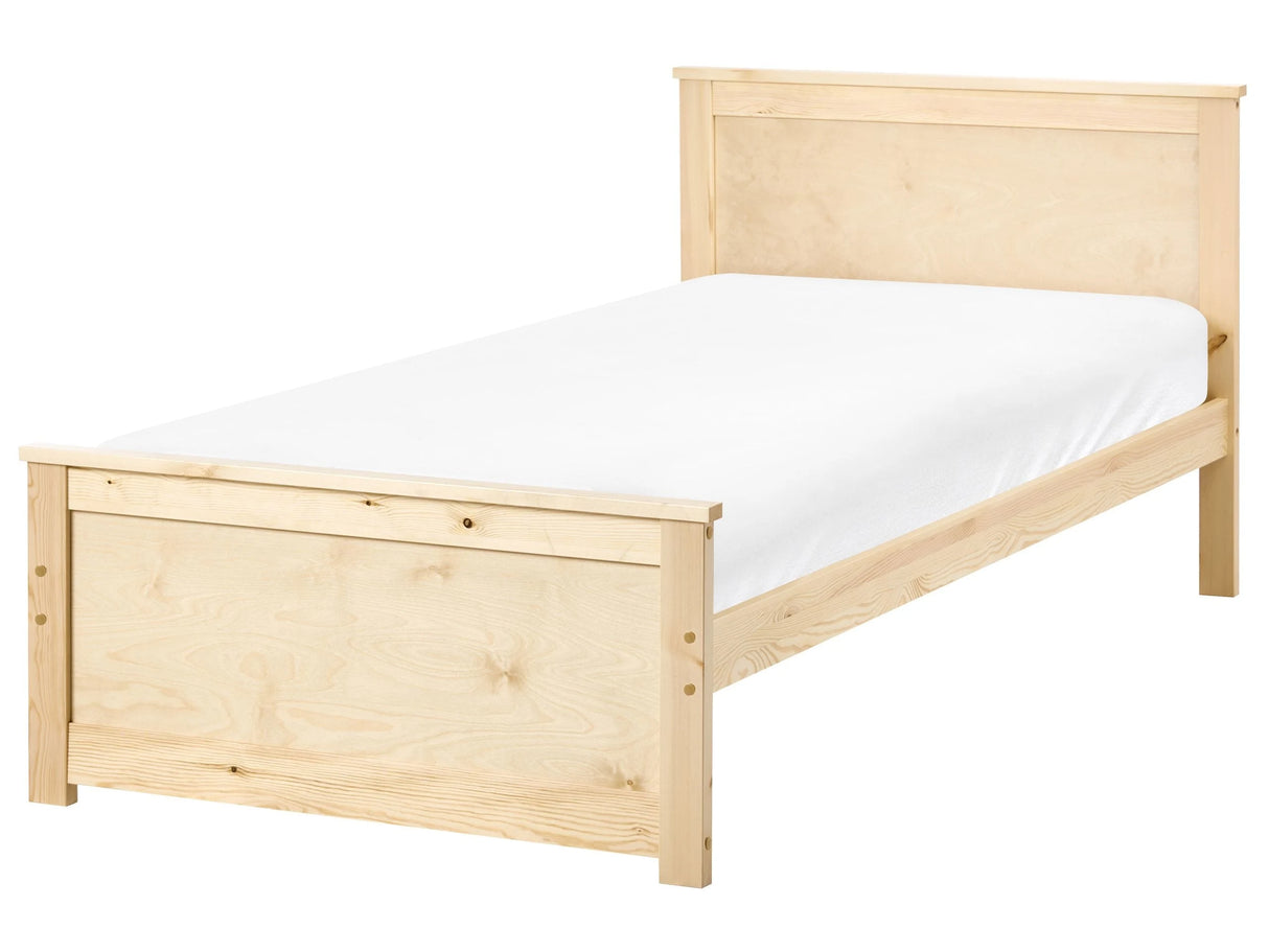 Storage Bed Natural Pine Wood MDF Birch Wood EU Single Size 3ft Headboard Scandinavian Beliani