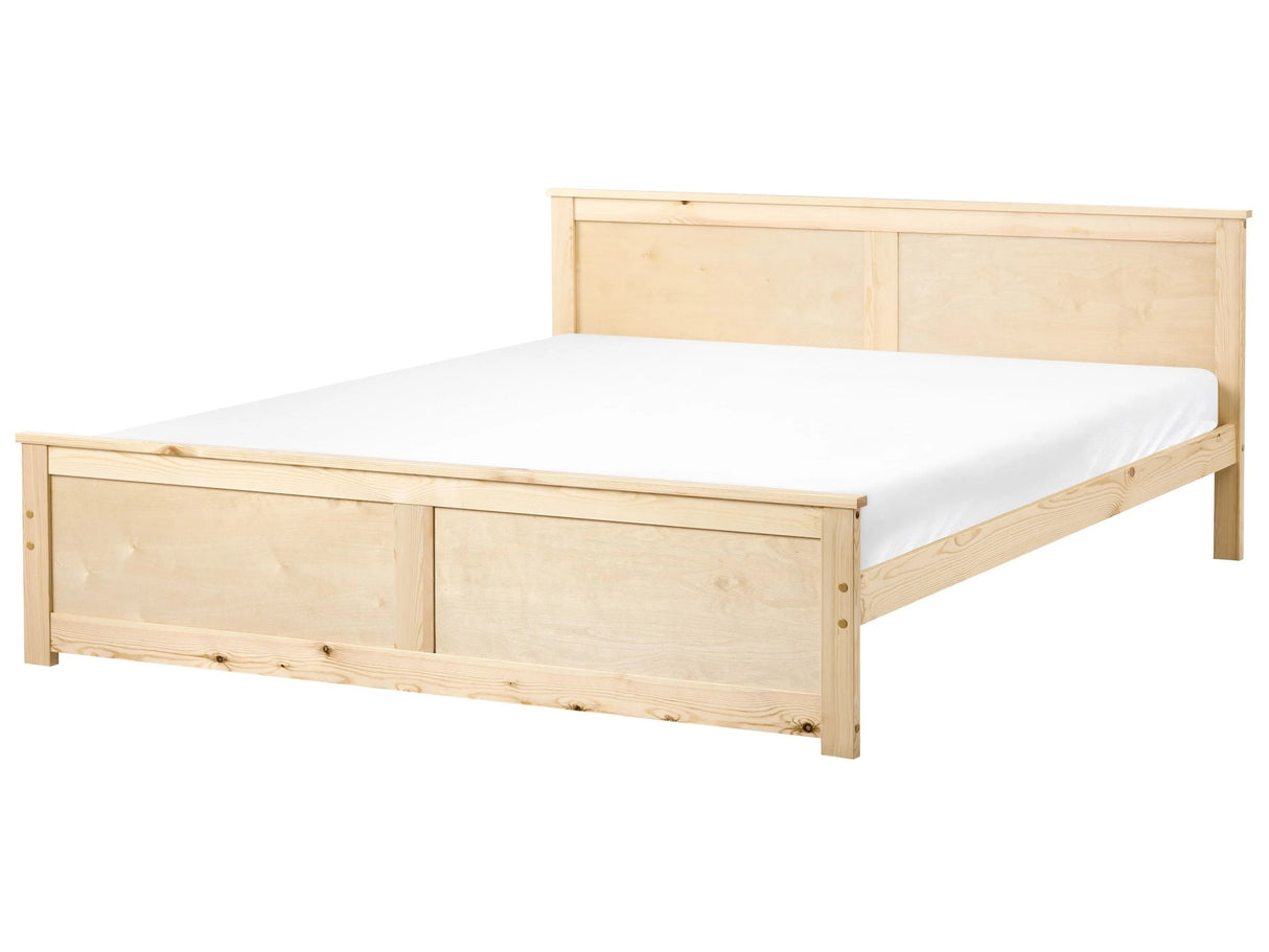 Storage Bed Natural Pine Wood MDF Birch Wood EU Super King Size 6ft Headboard Scandinavian Beliani