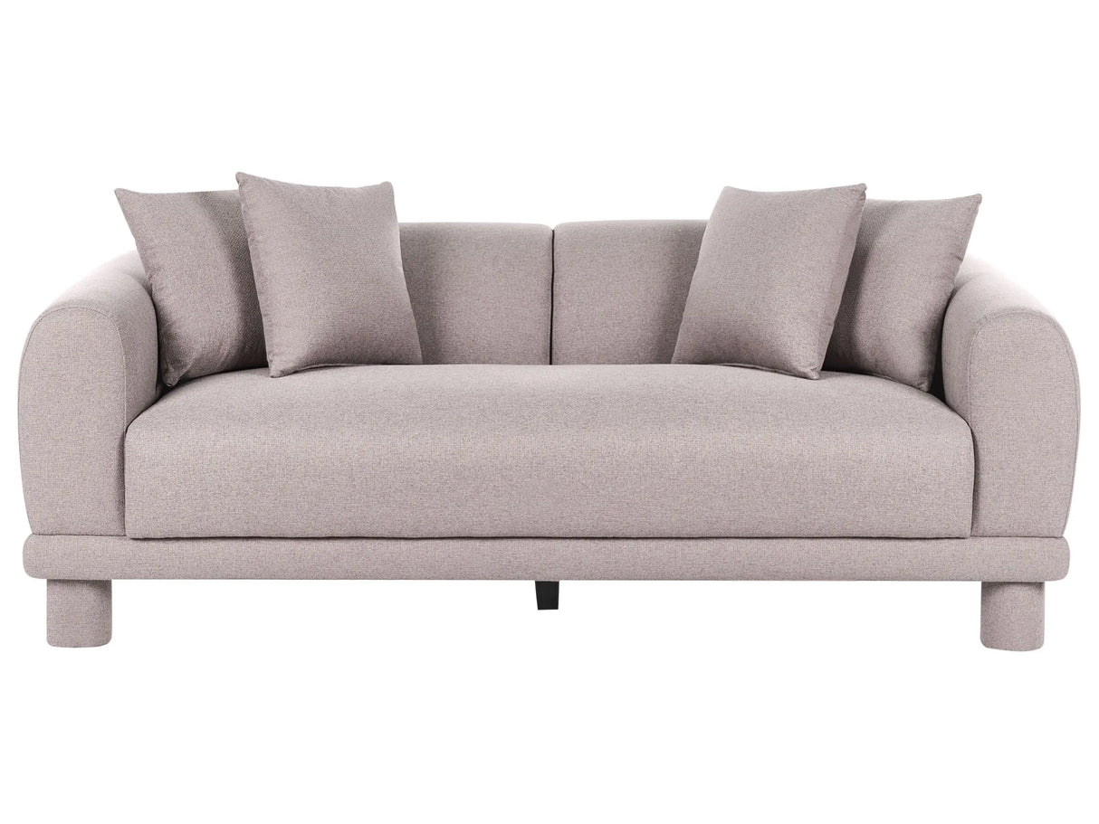 3 Seater Sofa Taupe Fabric with Extra Throw Cushions Upholstered Legs Retro Modern Decor Style Beliani