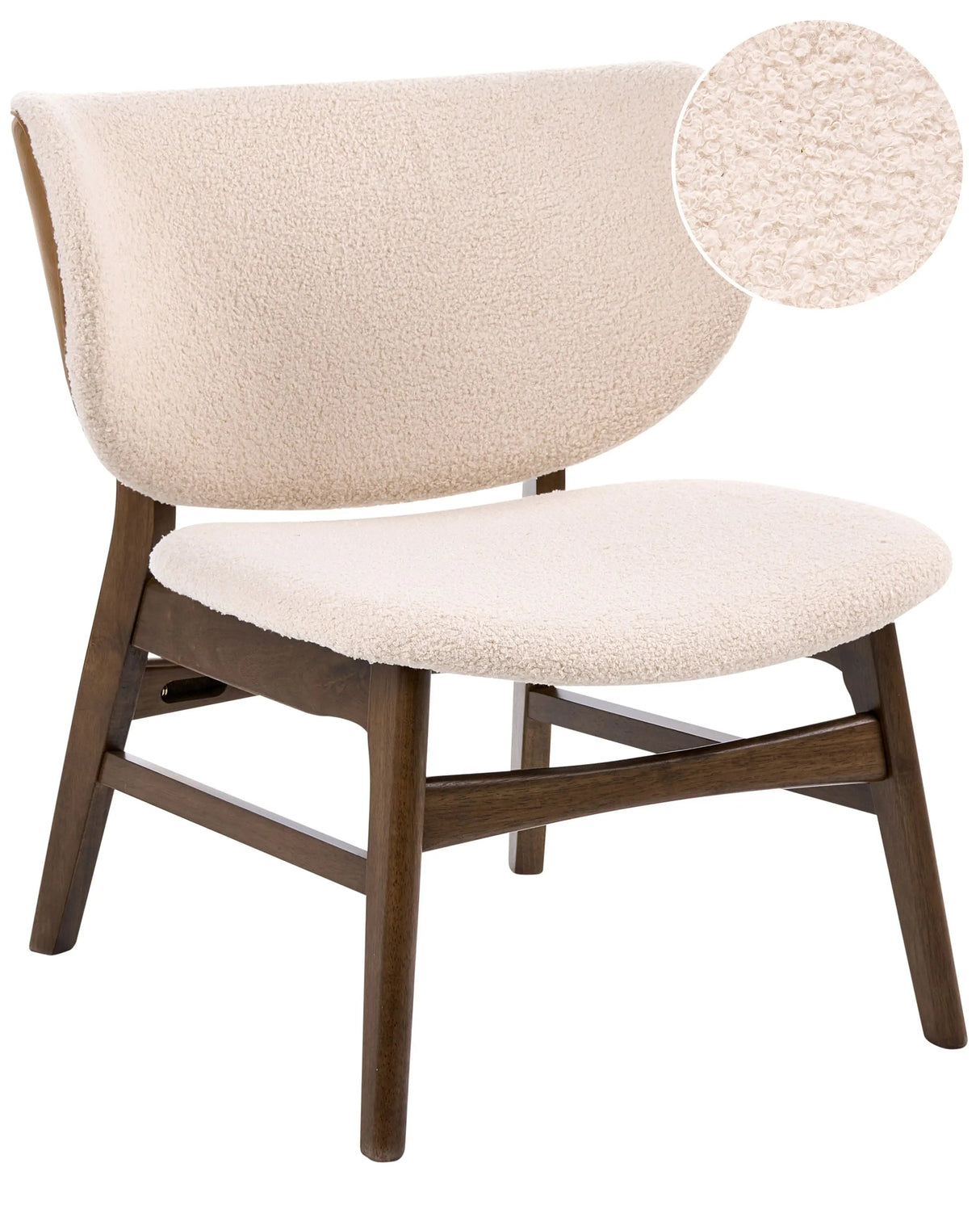 Armchair Brown and Light Beige Polyester Boucle Fabric Rubberwood Legs Retro Traditional Style Beliani