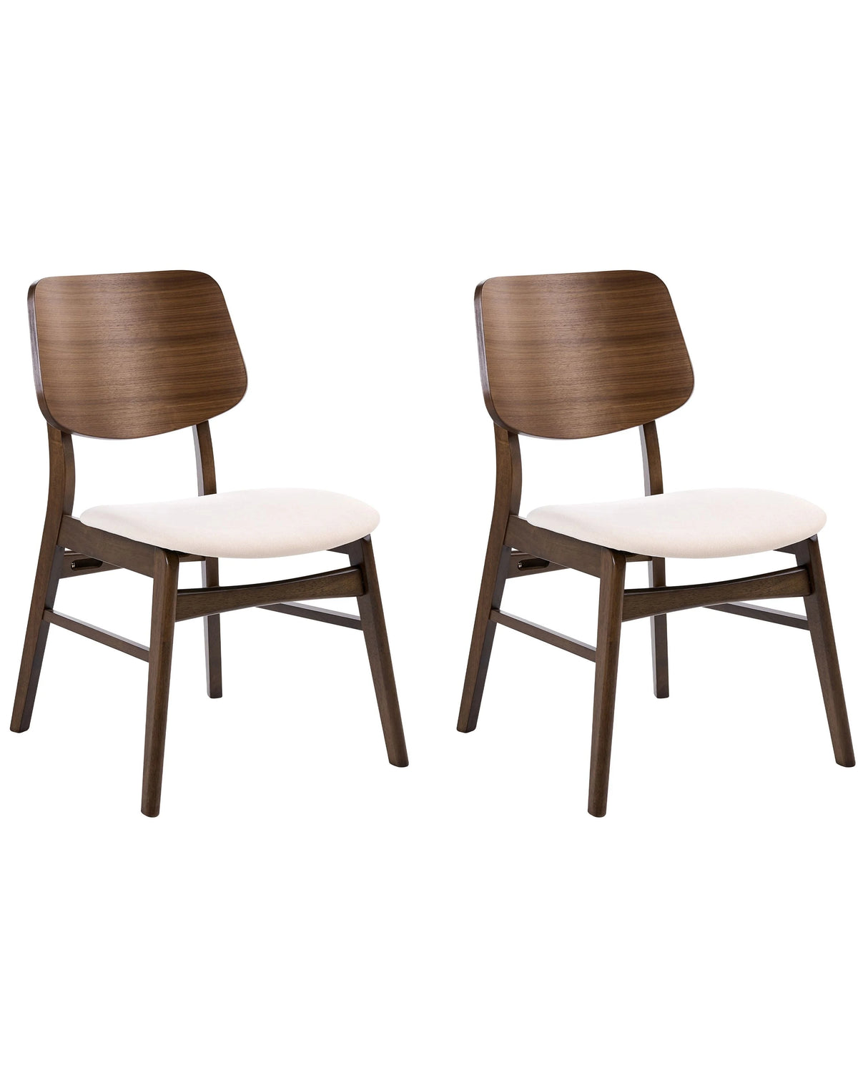 Set of 2 Dining Chairs Brown and Off-White Polyester Boucle Rubberwood Legs Retro Traditional Style Beliani