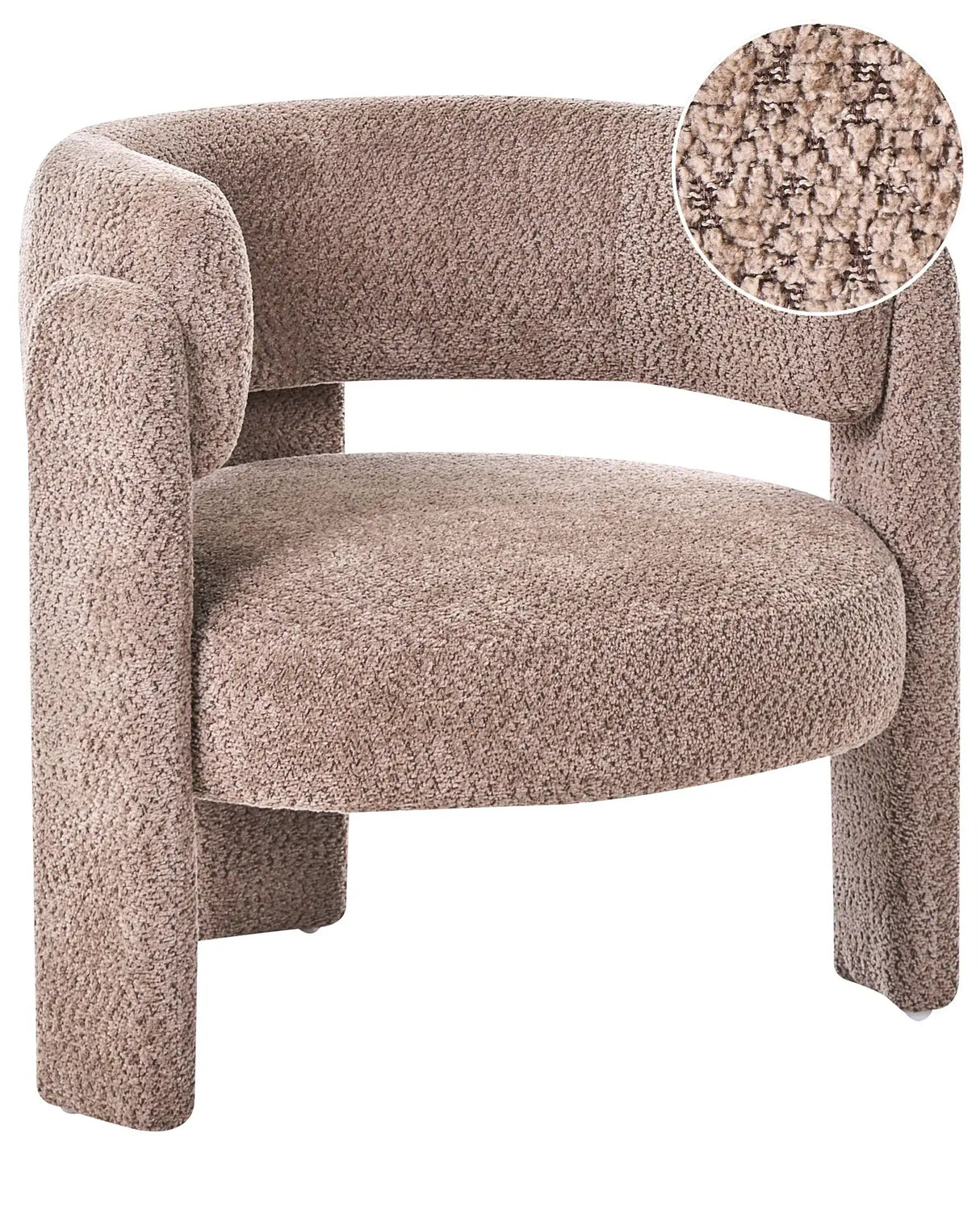 Armchair Taupe Polyester Chenille Upholstery Modern Comfy Seat Curved Backrest Scandinavian Beliani