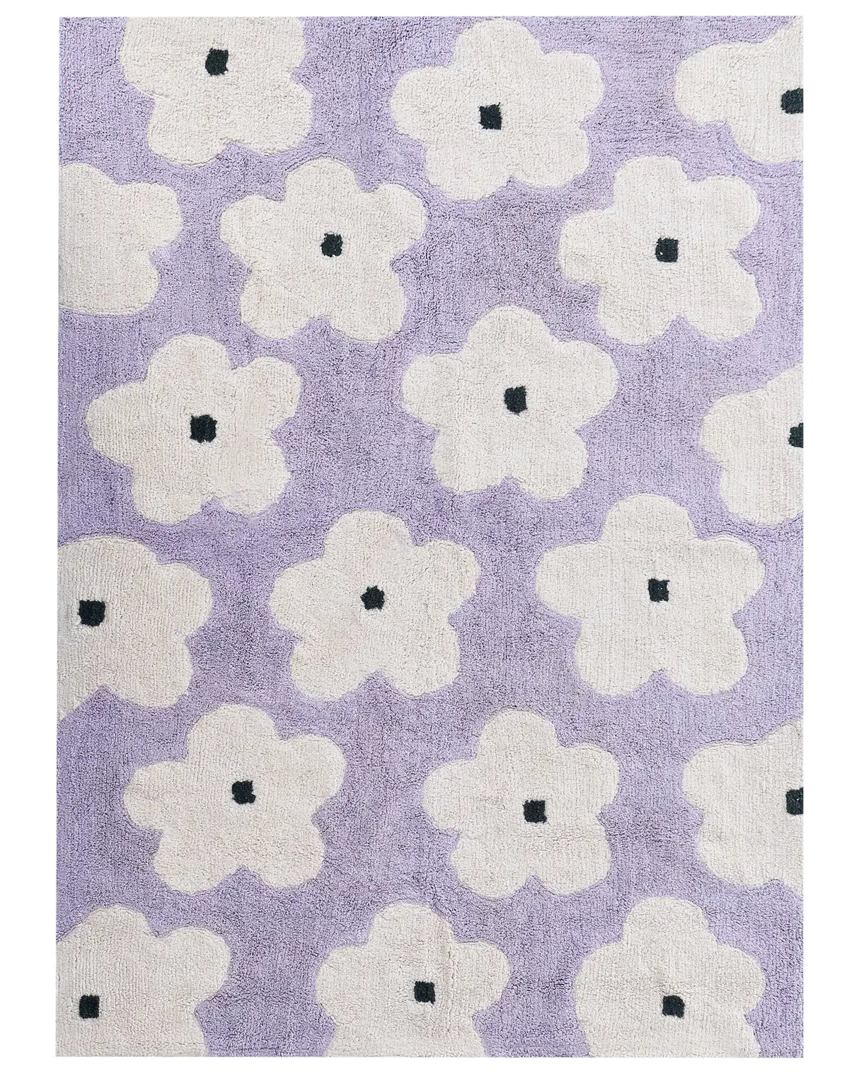 Area Rug Light Violet Cotton 140 x 200 cm Decorative Flowers Pattern Boho Style Living Room Kids Children's Room Beliani