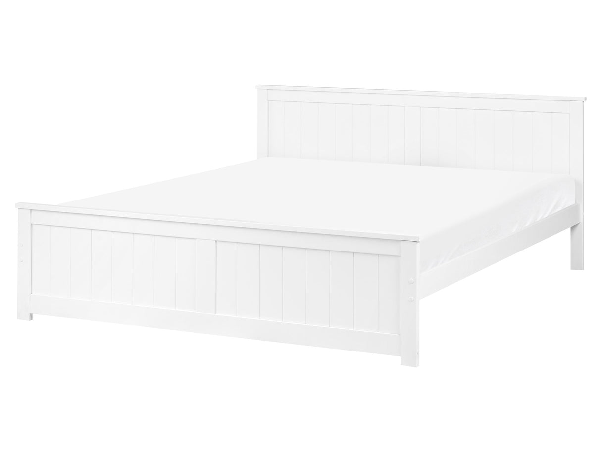 Bed Frame White Pine Wood MDF EU King Size 5ft3 Headboard Minimalist Beliani