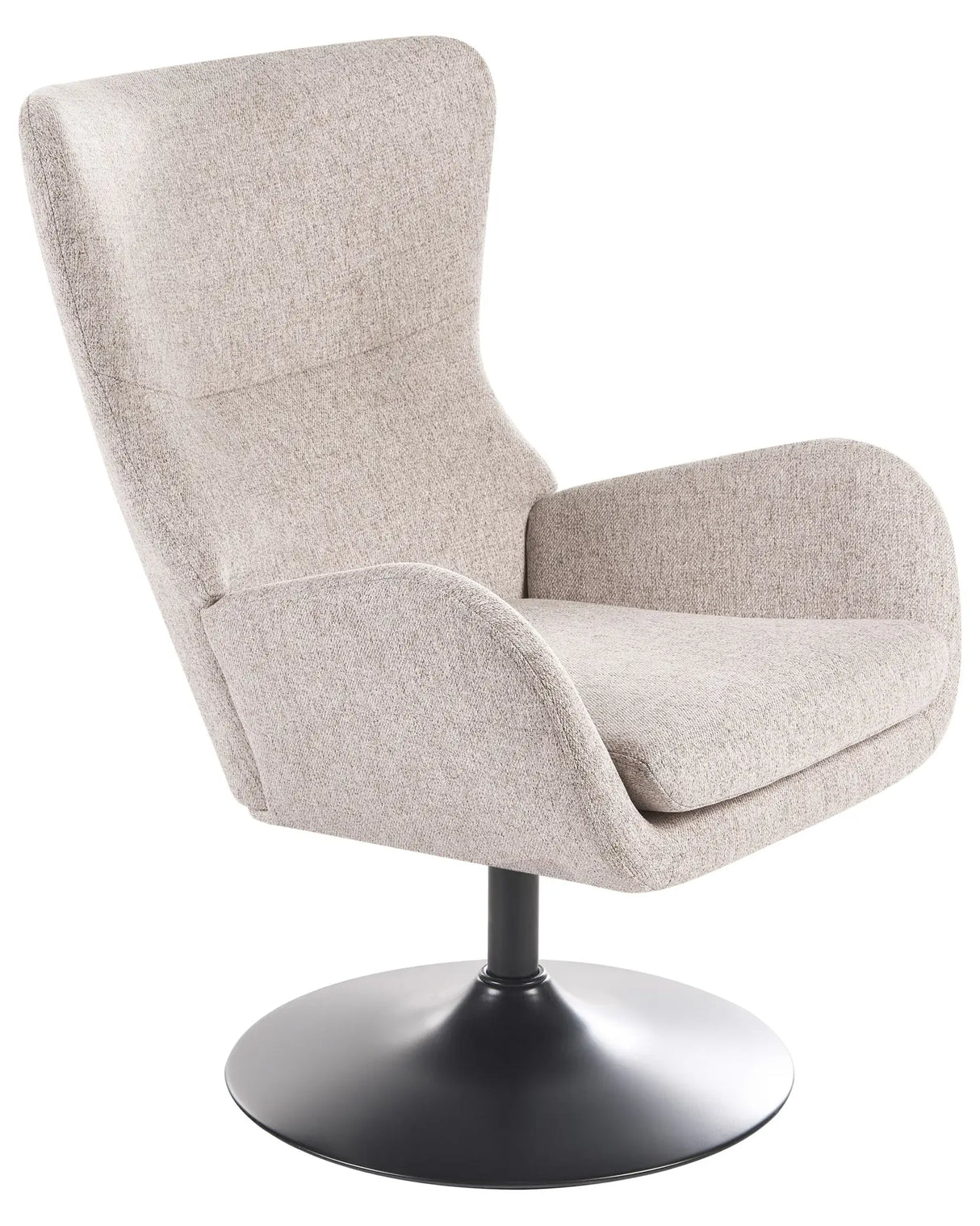 Armchair Light Brown Fabric Upholstered Backrest Iron Black Leg 360 Seat Cushion Living Room Beliani