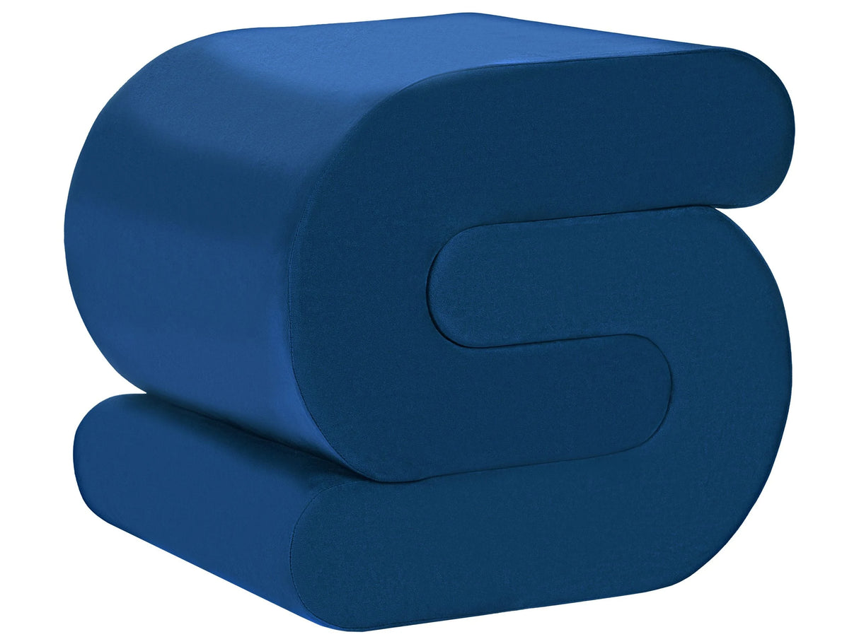 Pouffe Navy Blue Velvet Fabric Upholstered S-Shape Living Room Footstool Beliani