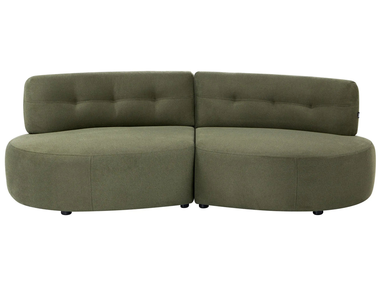 3 Seater Sofa Green Fabric Upholstery Water-Repellent Curved Couch without Armrests Modern Living Room Beliani