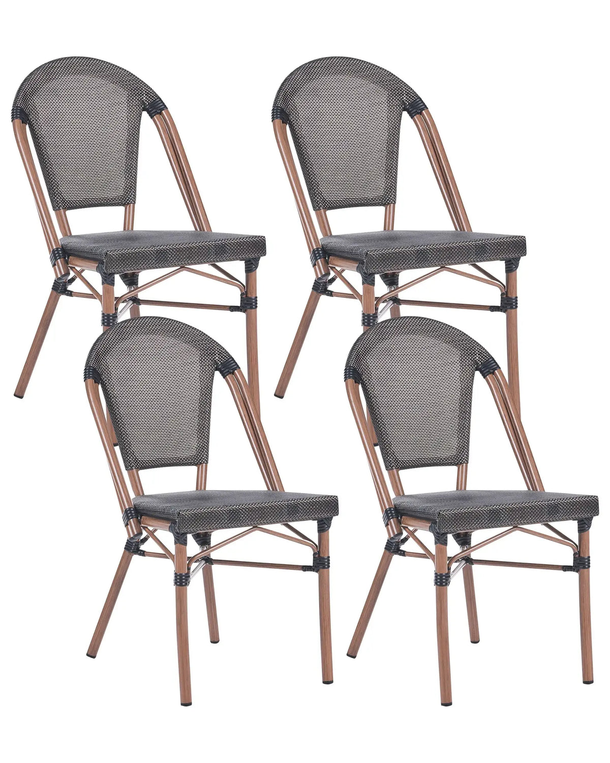 Set of 4 Garden Chairs Grey PE Rattan Wicker Seat Aluminium Frame Indoor Outdoor Set Beliani