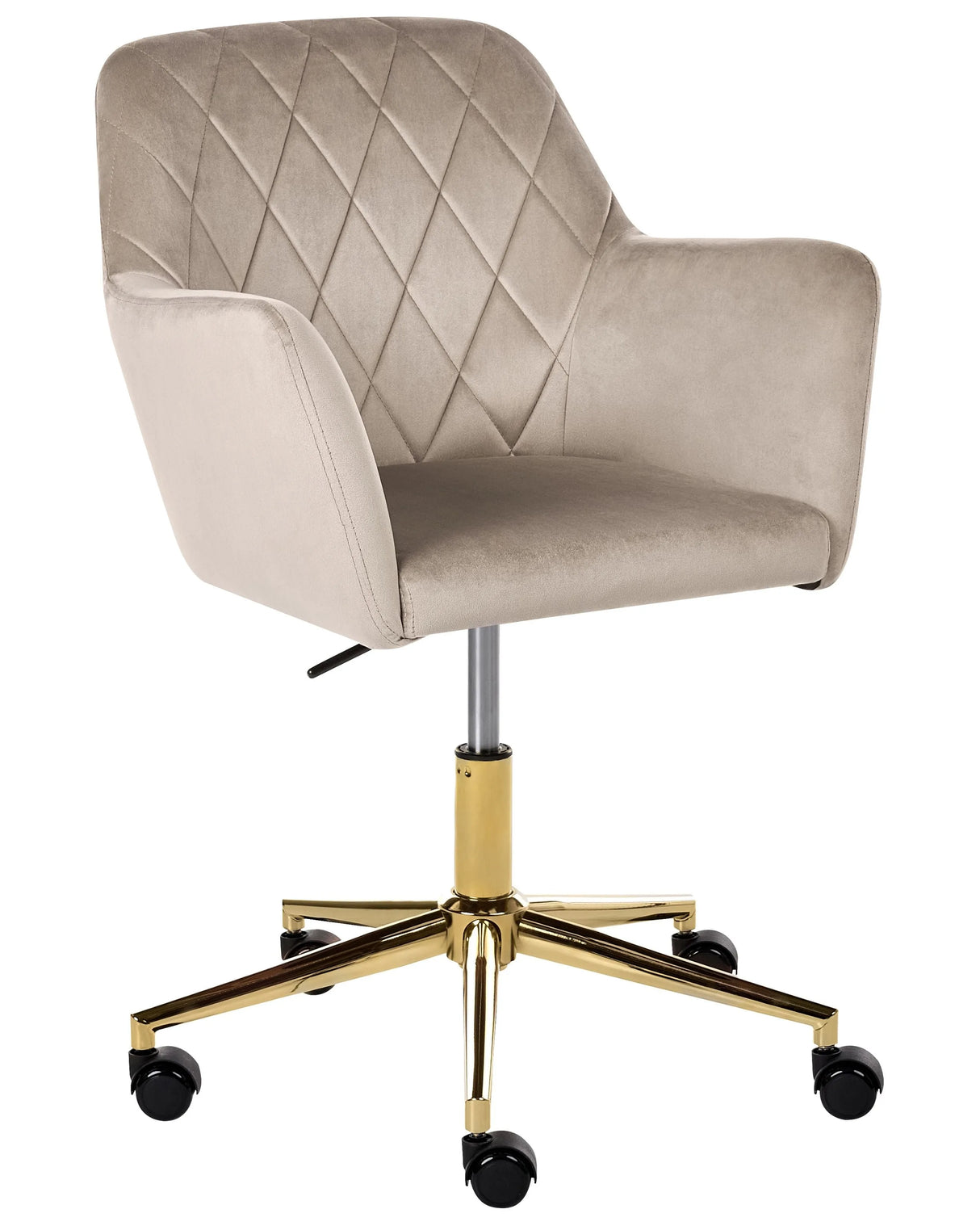 Office Chair Taupe Velvet Height Adjustable Seat Tufted Backrest Full Swivel Modern Style Home Office Beliani