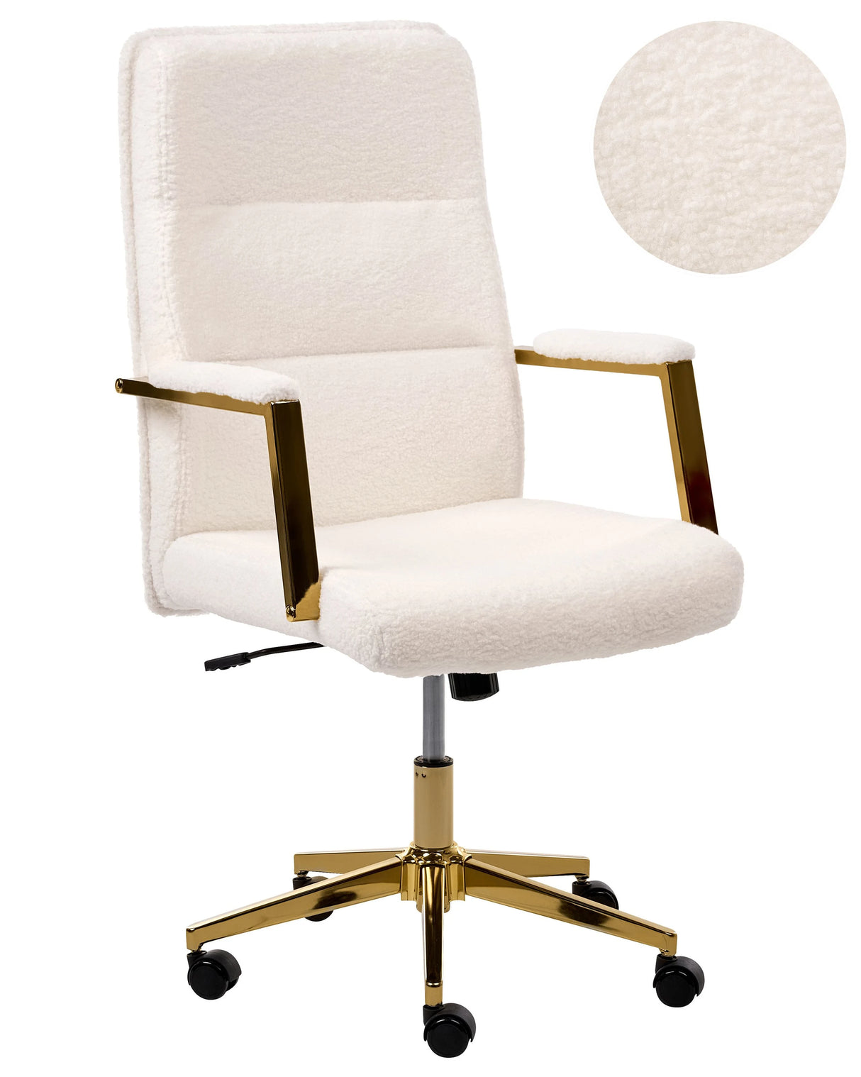 Executive Office Chair Off-White Boucle Upholstery Seat Height Adjustment Tilt Swivel Padding Beliani