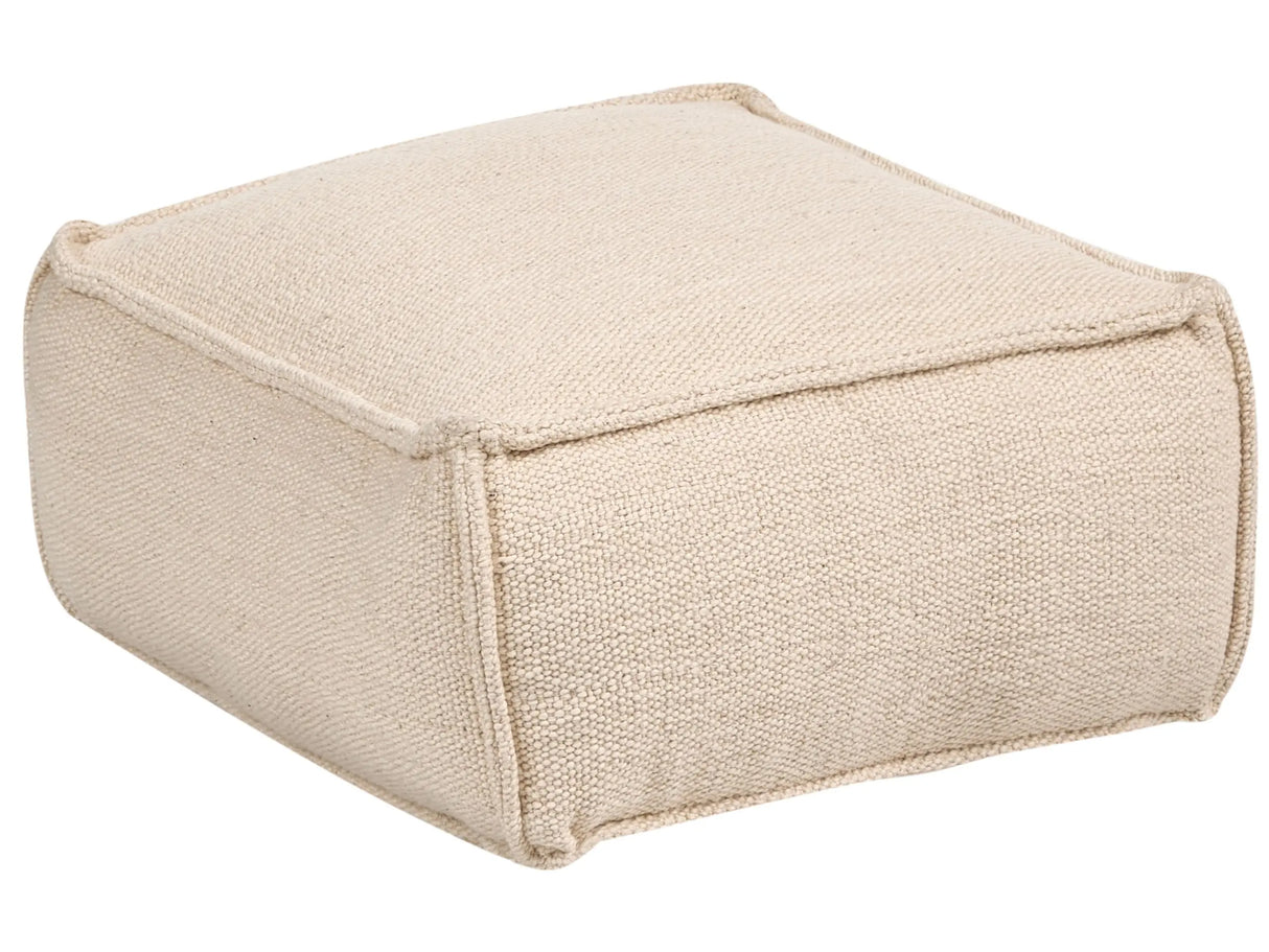 Pouffe Beige Cotton EPS Balls Square Footstool Ottoman Living Room Bedroom Home Accessory Beliani