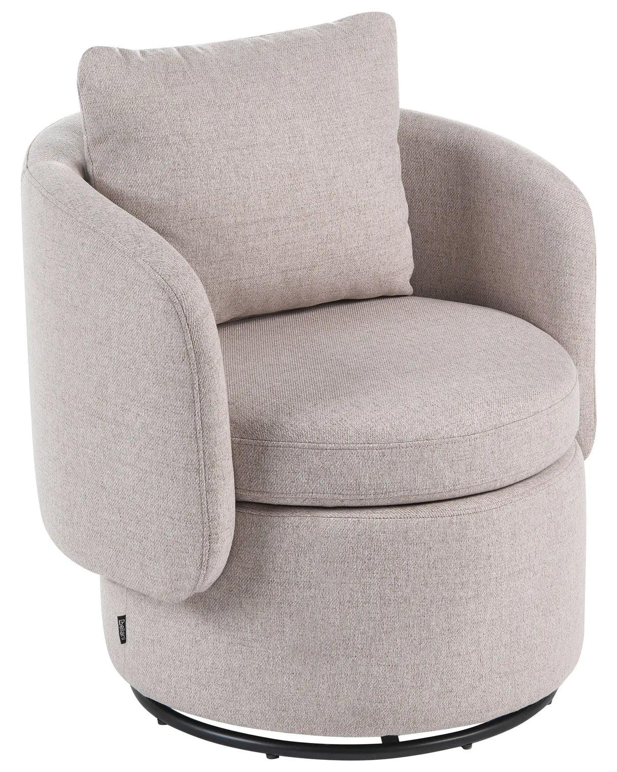 Armchair Beige Fabric 360 Swivel Base with Storage Scatter Cushion Retro Style Living Room Reading Nook Beliani