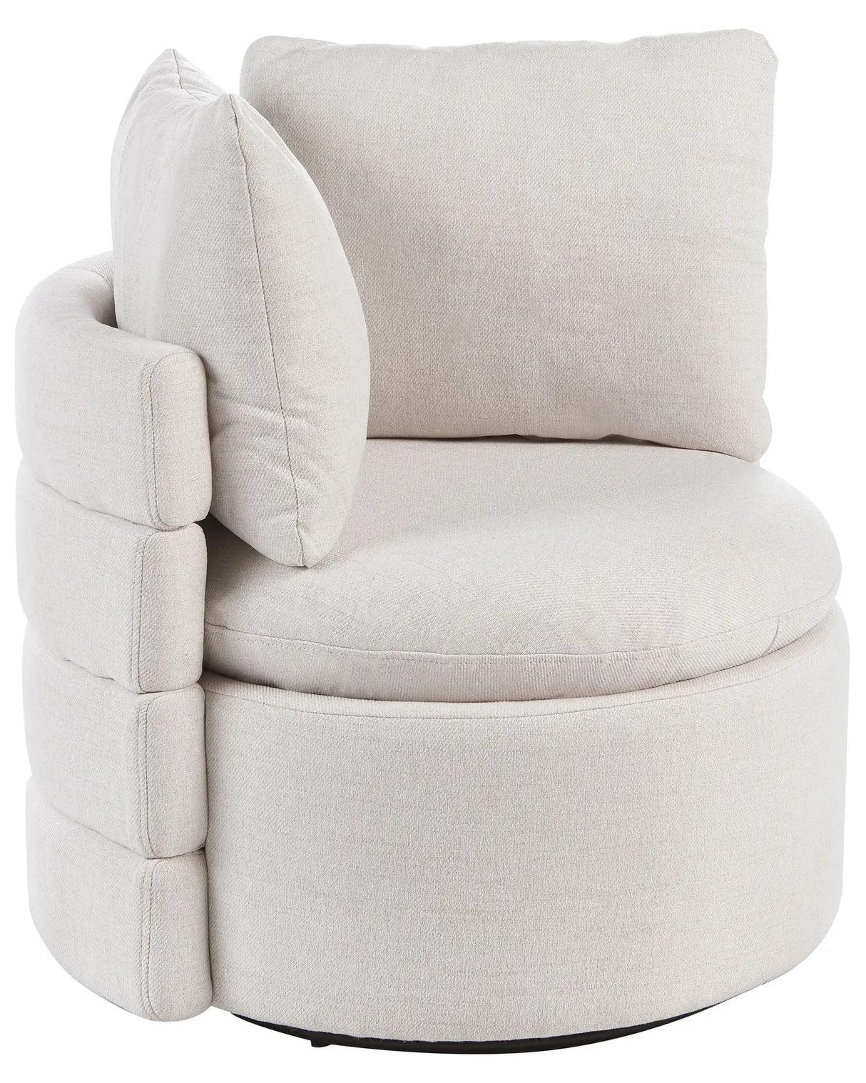 Armchair Off-White Fabric 360 Swivel Base with Storage Scatter Cushions Retro Style Living Room Reading Nook Beliani
