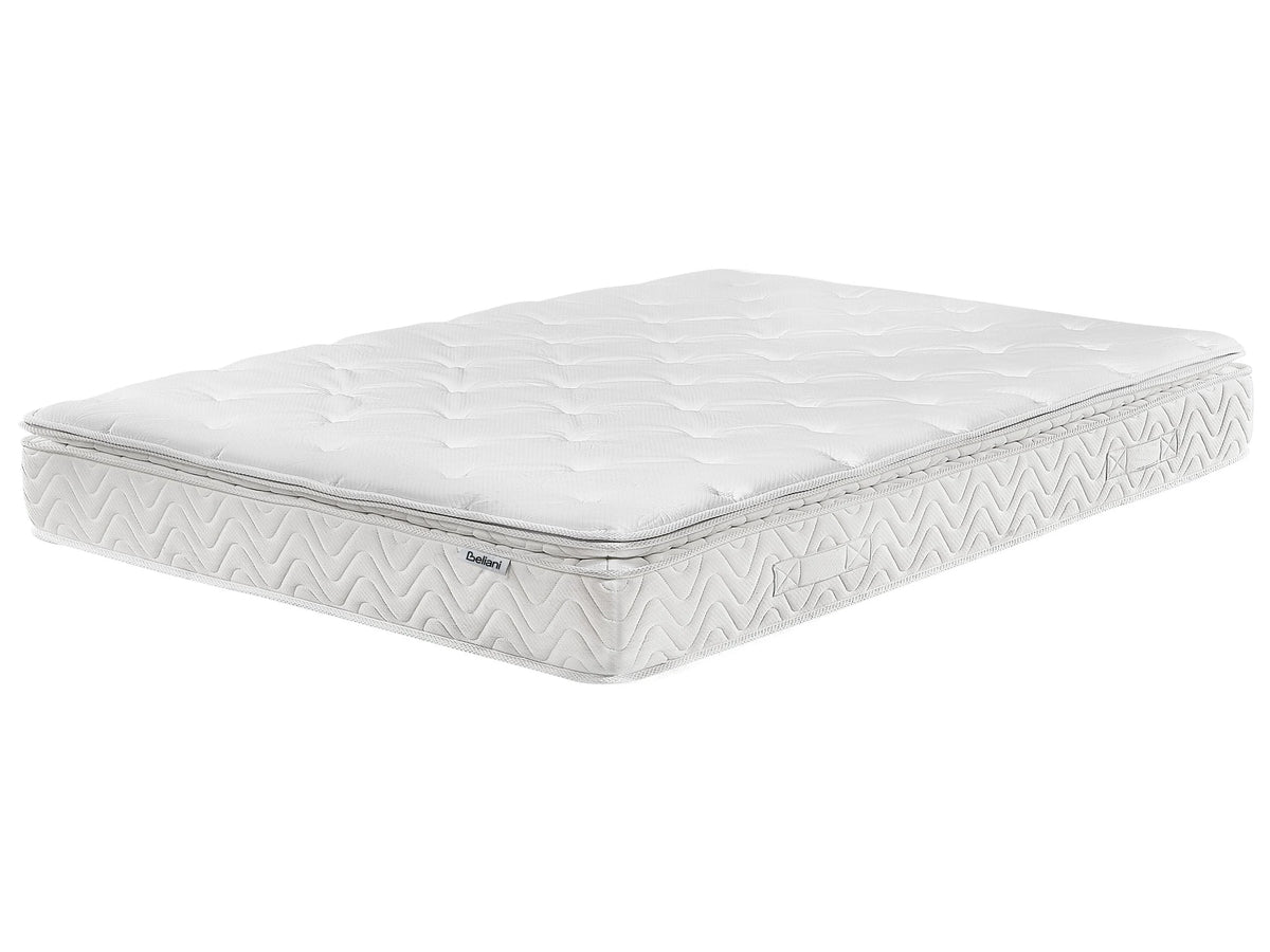 Pocket Spring Mattress White Bamboo Fabric EU King Size 7 Zone Hard Firm Removable Cover Beliani