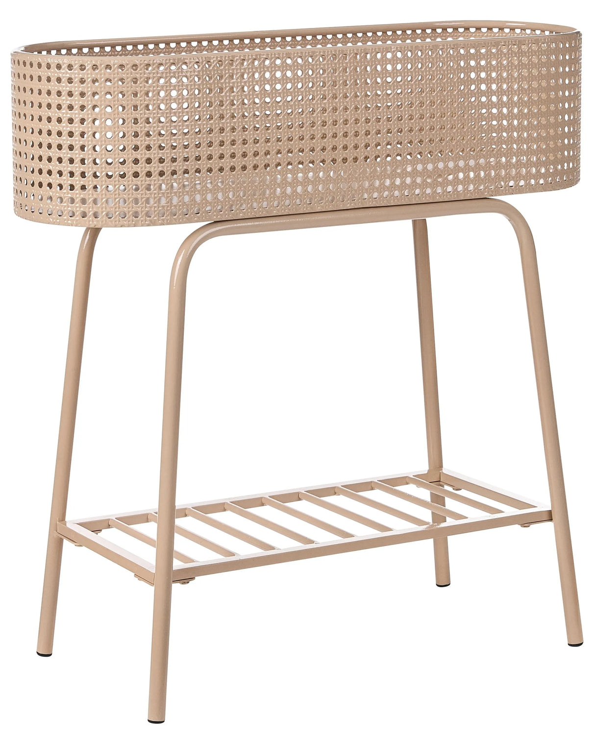 Raised Planter Box Beige Elevated Plant Pot Metal with Shelf Indoor Outdoor Garden Bed Beliani